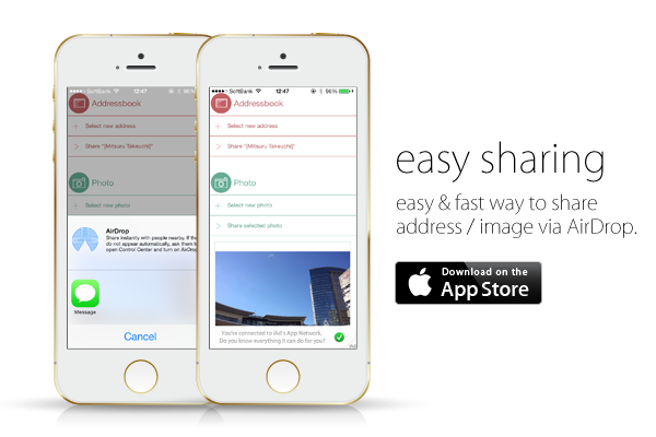 easy sharing - easy & fast way to share address/image via AirDrop.